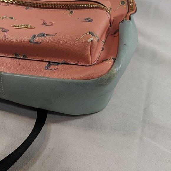 Coach Sunglasses Backpack Charlie Blue Pink Leather No. B1921-F75885 Print Bag - Picture 11 of 16
